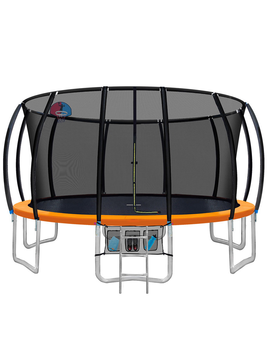 Everfit 16 Foot Round Orange Trampoline With Basketball Hoop And Safety Net Main Image