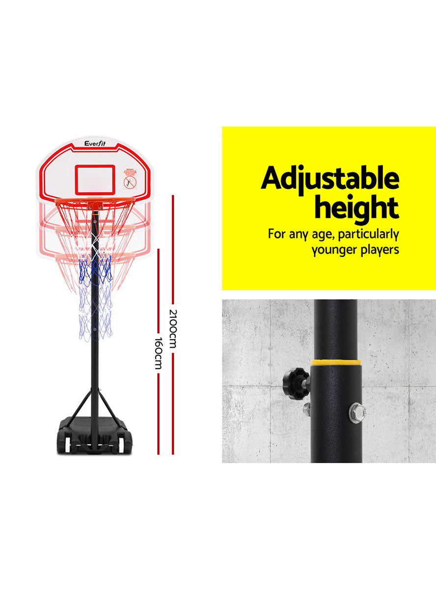 Everfit 210cm Pro Basketball Hoop With Adjustable Stand Round Backboard And Red And White Details Info Image 3