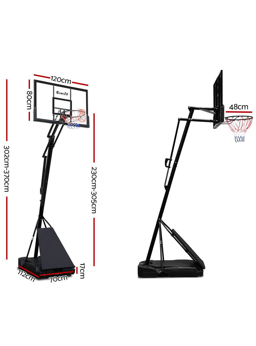 Everfit 305cm Adjustable Stand Basketball Hoop With Return System And Black Detailed Backboard Dimensions Image