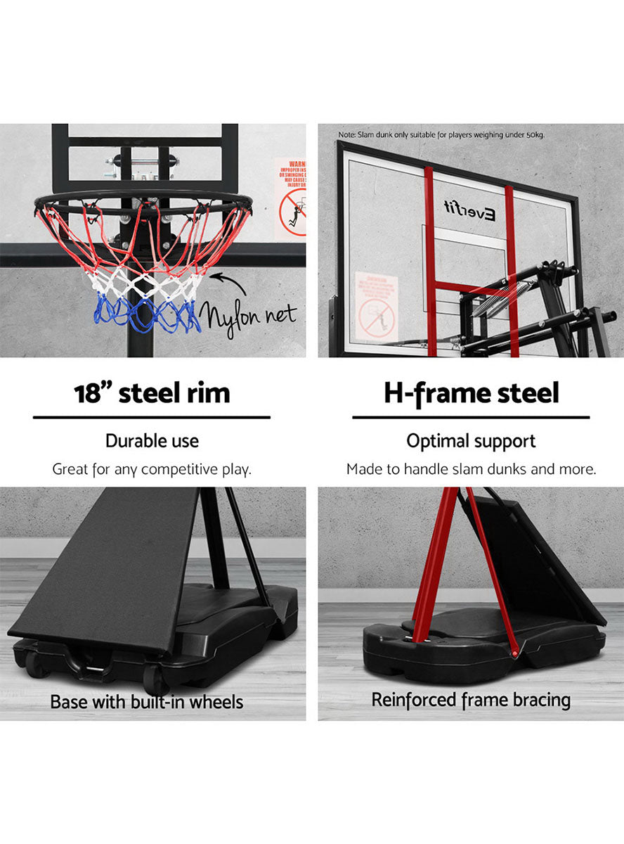 Everfit 305cm Adjustable Stand Basketball Hoop With Return System And Black Detailed Backboard Info Image 2