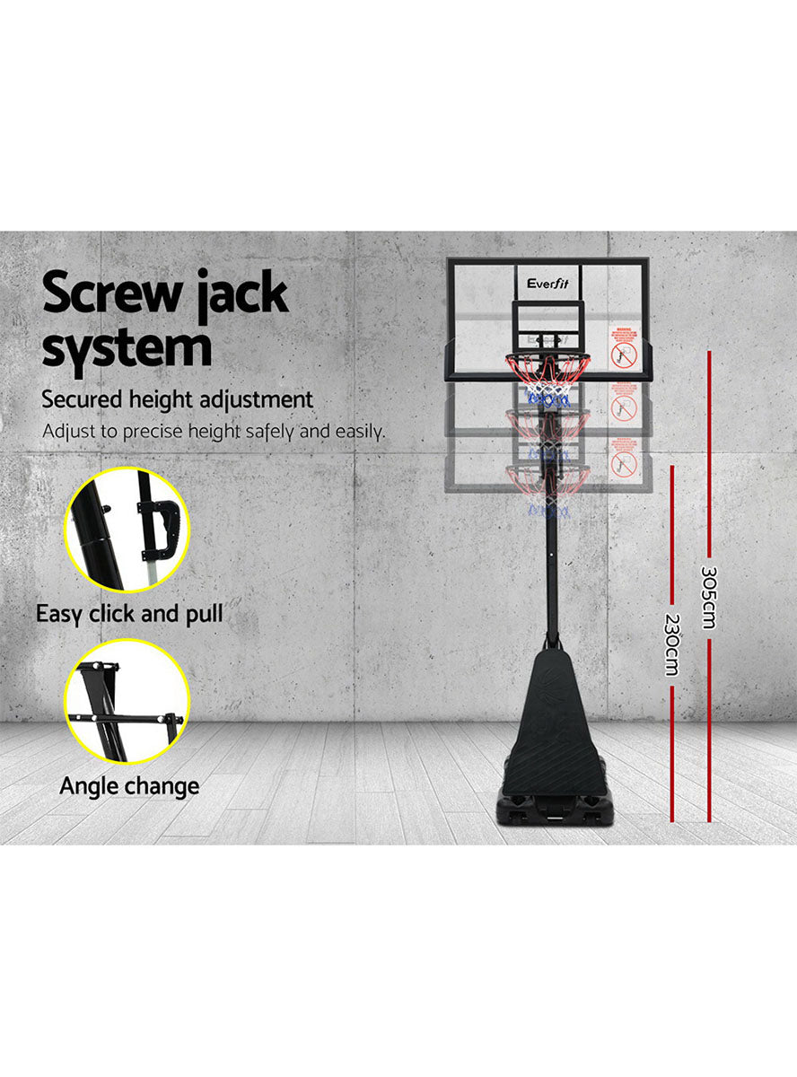 Everfit 305cm Adjustable Stand Basketball Hoop With Return System And Black Detailed Backboard Info Image 3