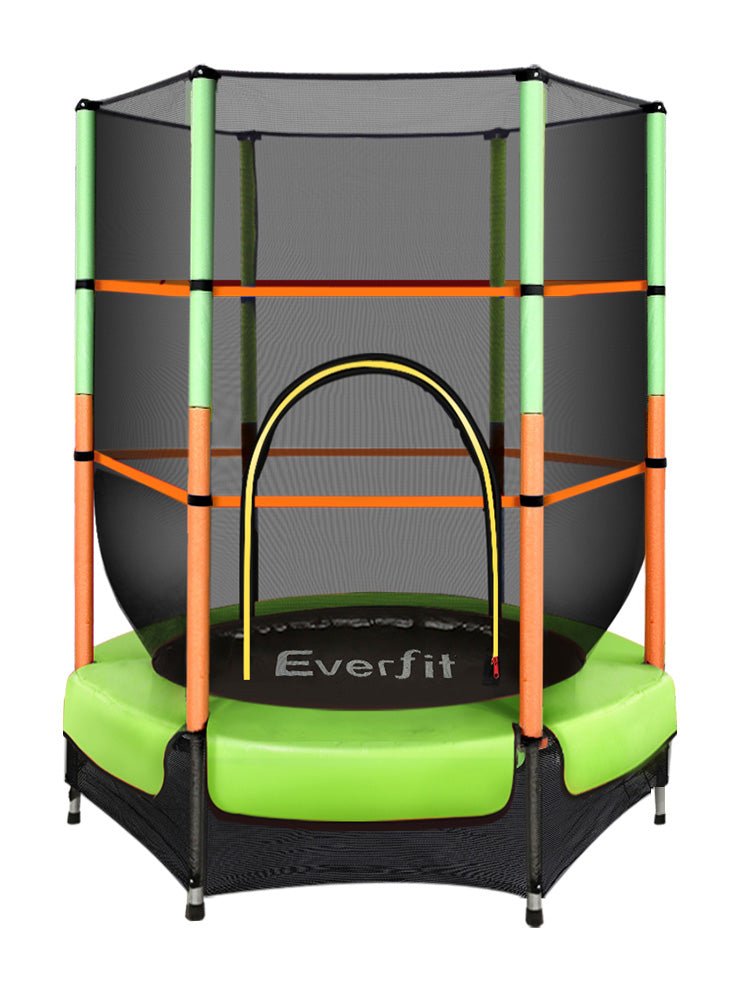 Everfit 4 Foot Orange And Green Round Trampoline With Safety Net Main Image