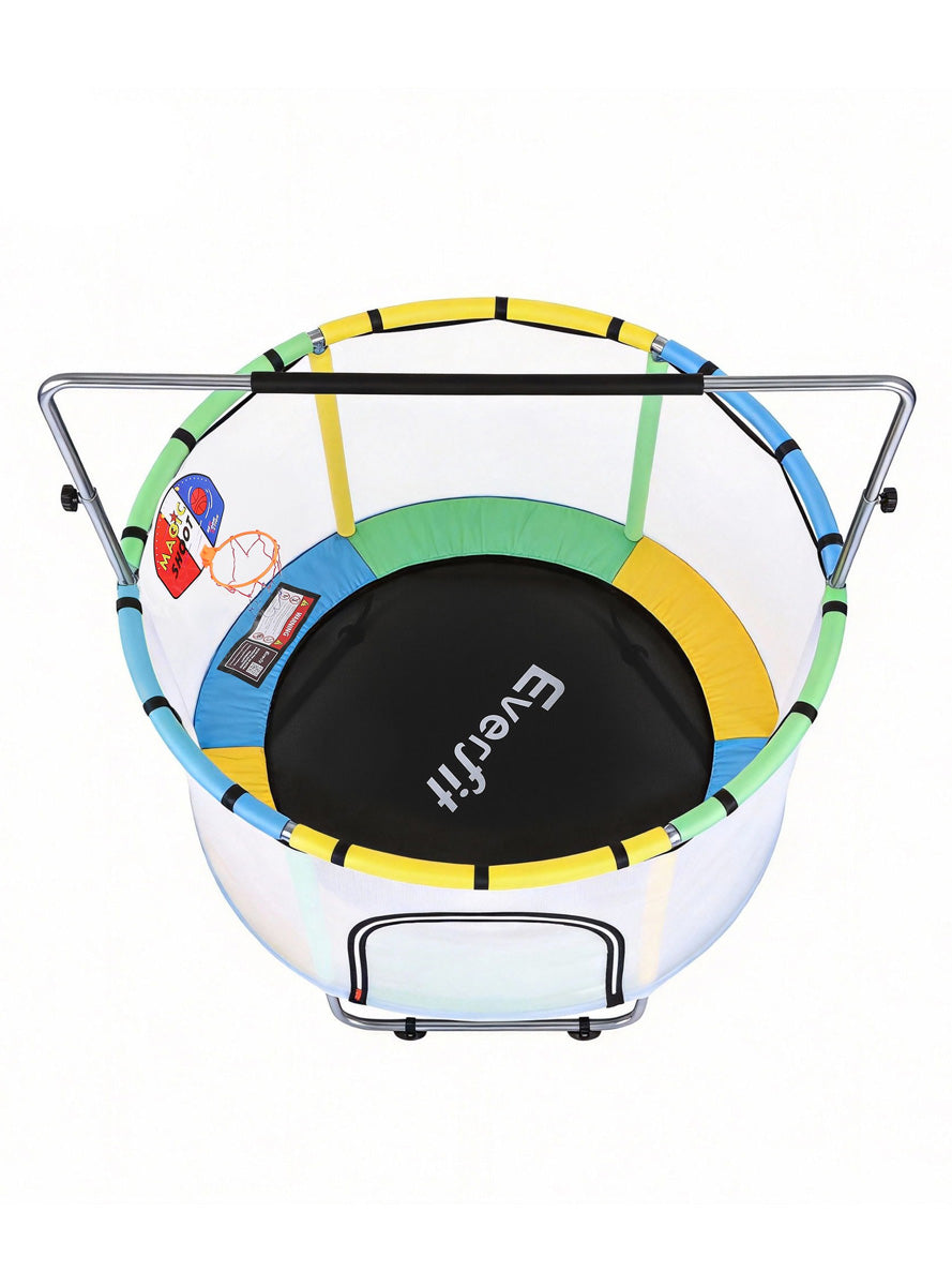 Everfit 4ft Kids Mini Trampoline With Gymnastics Bar Boxing Bag And Basketball Hoop Birdseye View Image