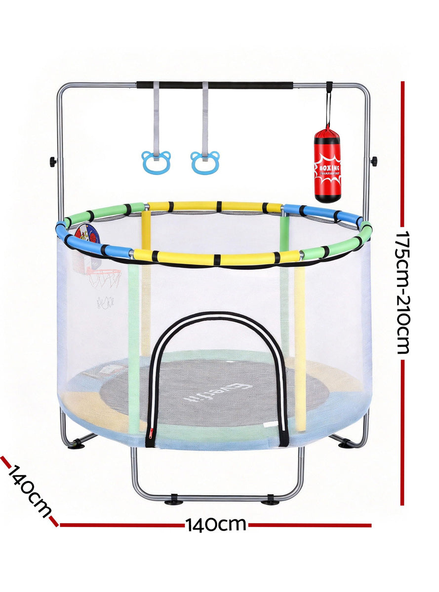 Everfit 4ft Kids Mini Trampoline With Gymnastics Bar Boxing Bag And Basketball Hoop Dimensions Image