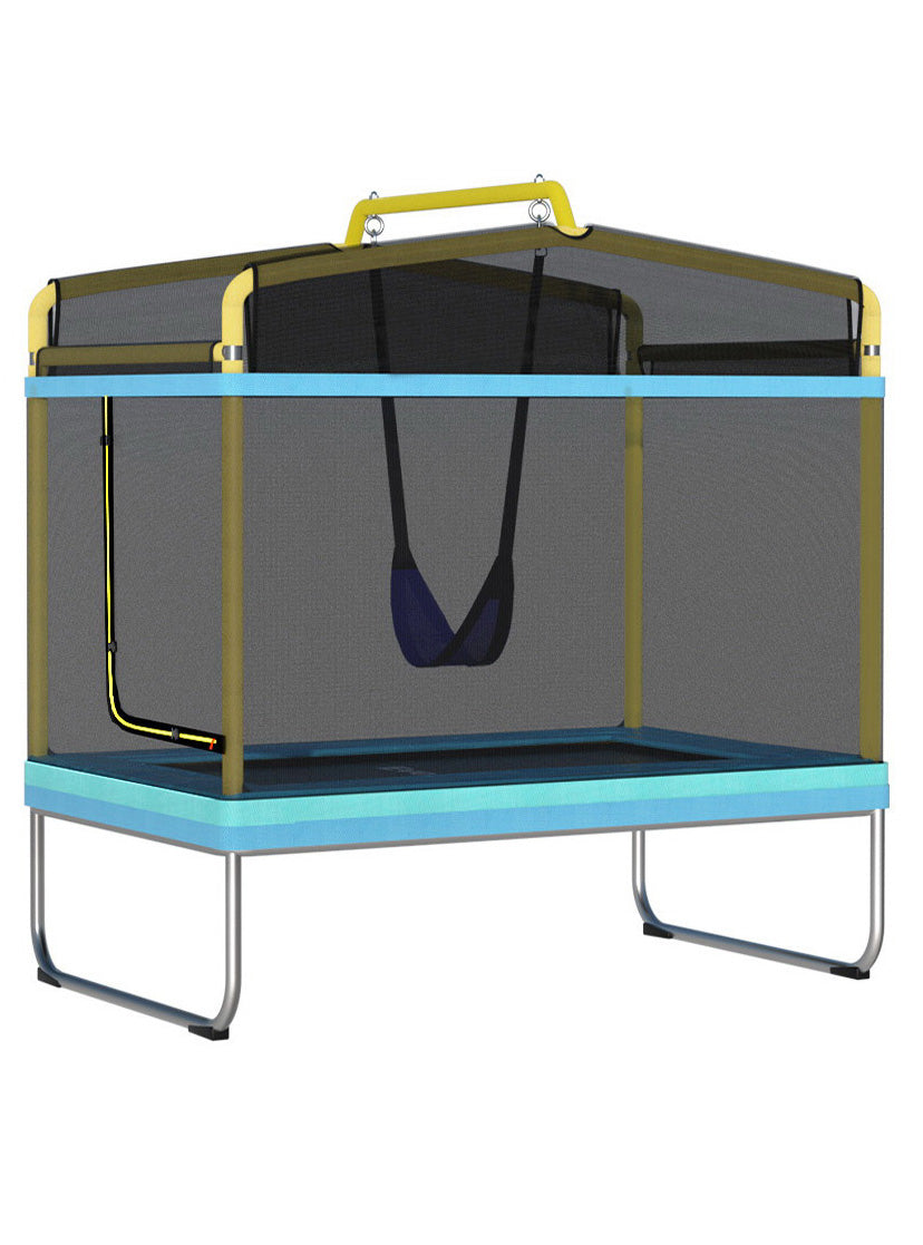 Everfit 6 Foot Rectangle Yellow And Blue Trampoline With Swing And Safety Net Main Image
