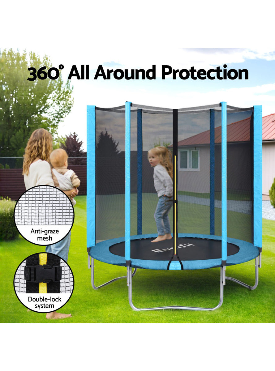 Everfit 6 Foot Round Blue Trampoline With Safety Net Info Image 1