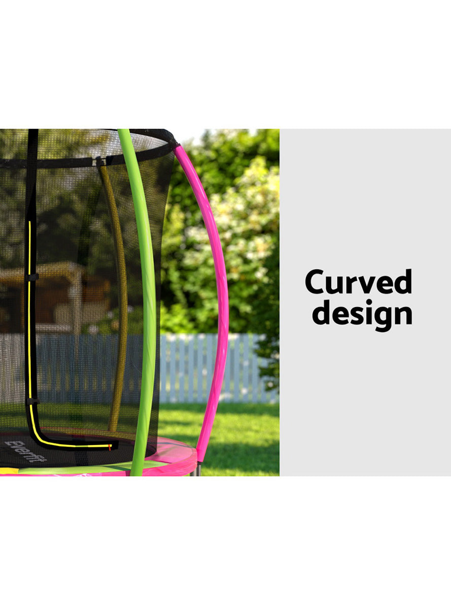 Everfit 6 Foot Yellow Pink And Green Round Trampokine With Safety Net Info Image 2