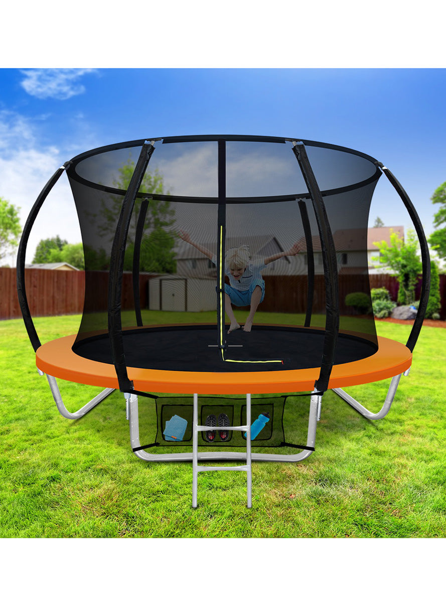 Everfit 8 Foot Orange Round Trampoline With Safety Net Lifestyle Image