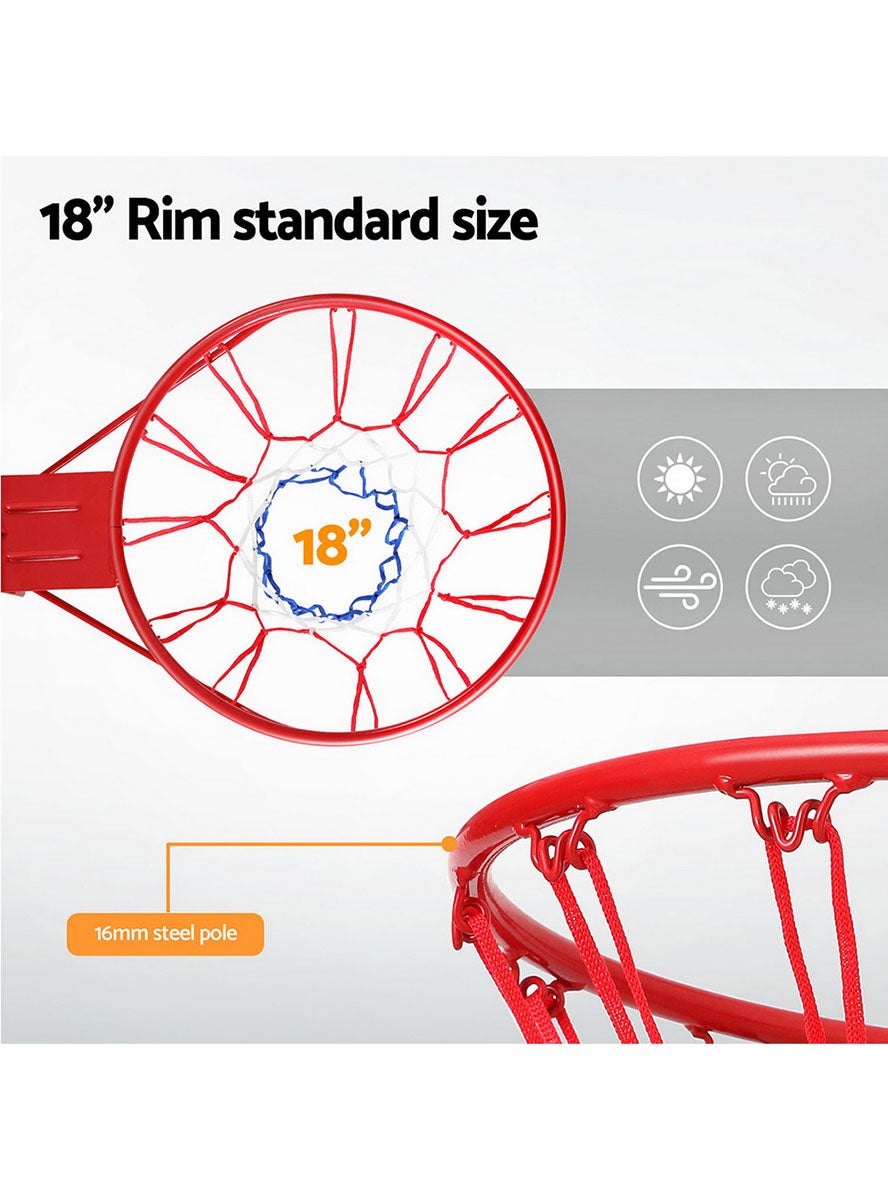 Everfit Basic Red Wall Mounted Basketball Ring With Net Info Image 2