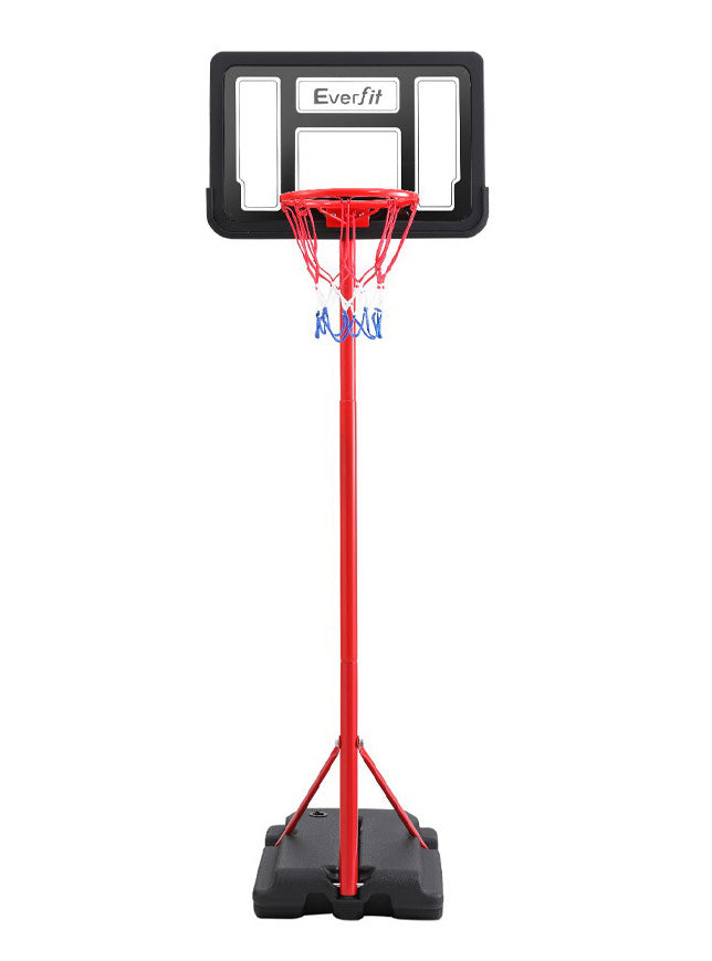 Everfit Kids 160cm Adjustable Basketball Hoop On Stand With Red And Black Details Front Image