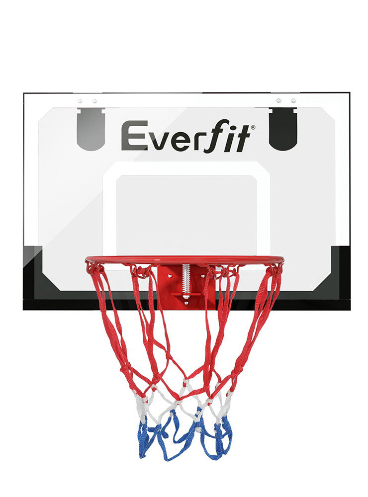 Everfit Wall Or Door Mounted Basketball Hoop With White And Clear Detailed Front Main Image