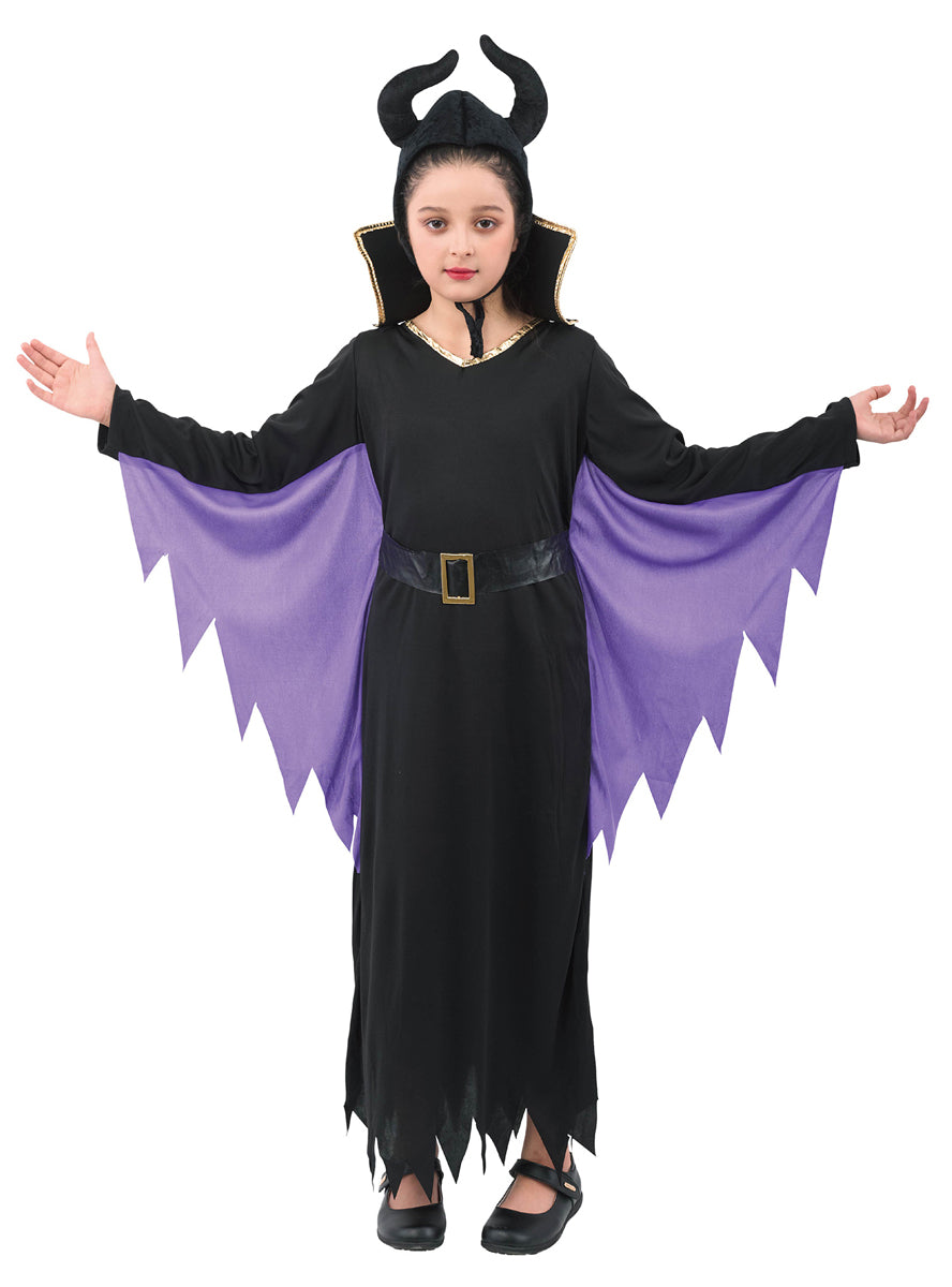 Main image of Evil Fairy Girls Purple And Black Halloween Costume