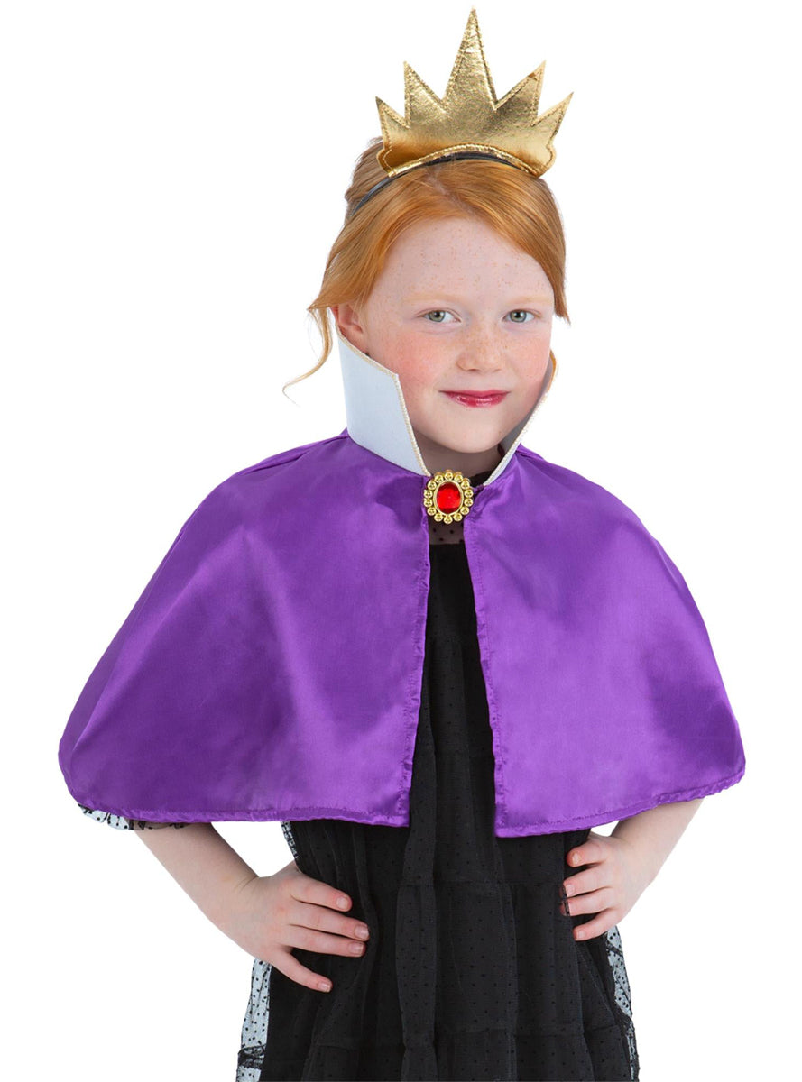 Evil Queen Girls Purple Cape and Crown Costume Accessory Set - Main Image