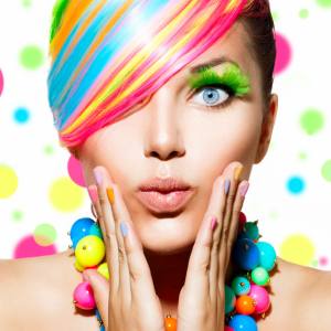 Image of a woman with fake eyelashes on