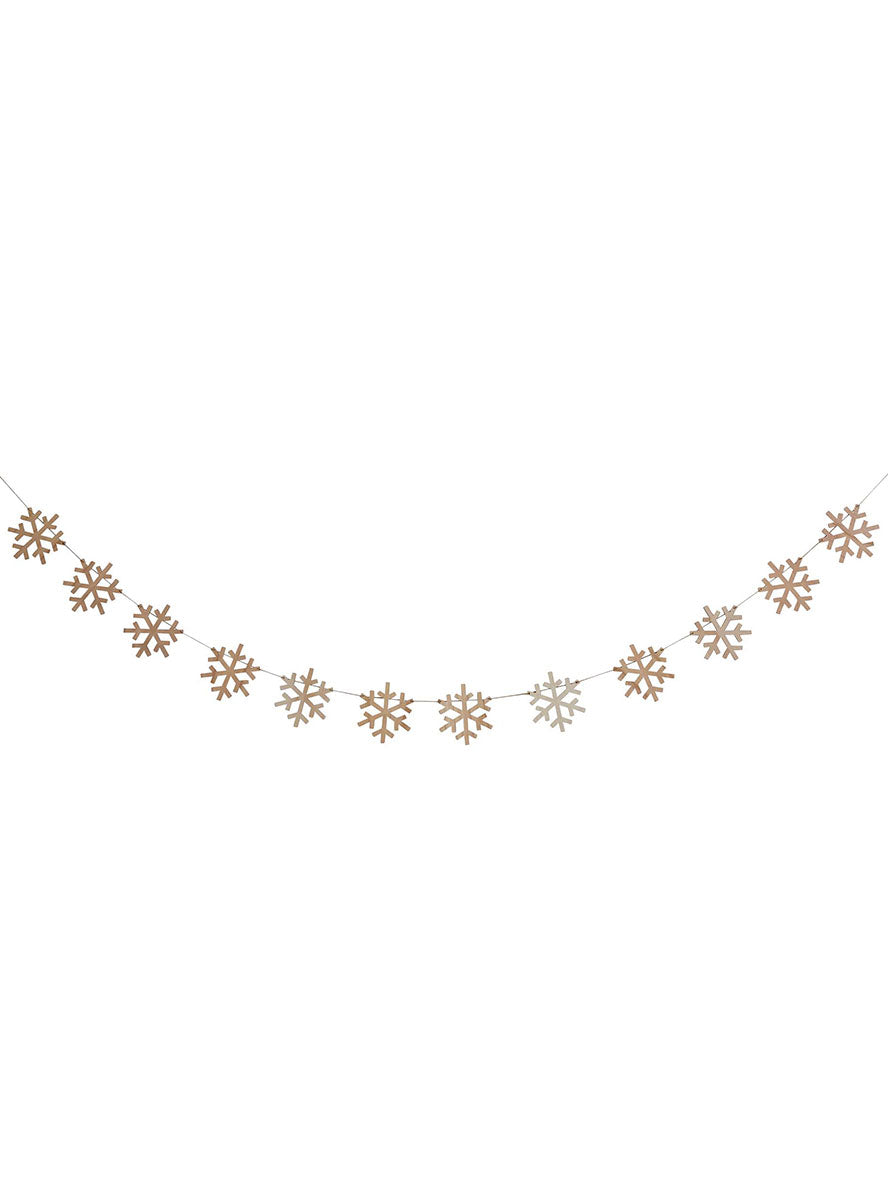 Wooden Snowflake Christmas Garland - Main Image