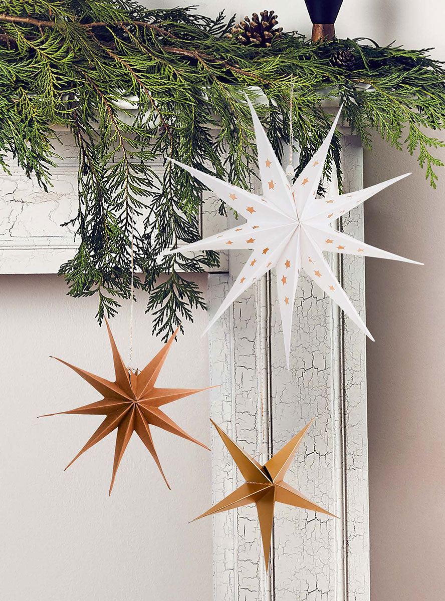 Hanging Christmas Star Decorations 3 Pack - Lifestyle Image 2