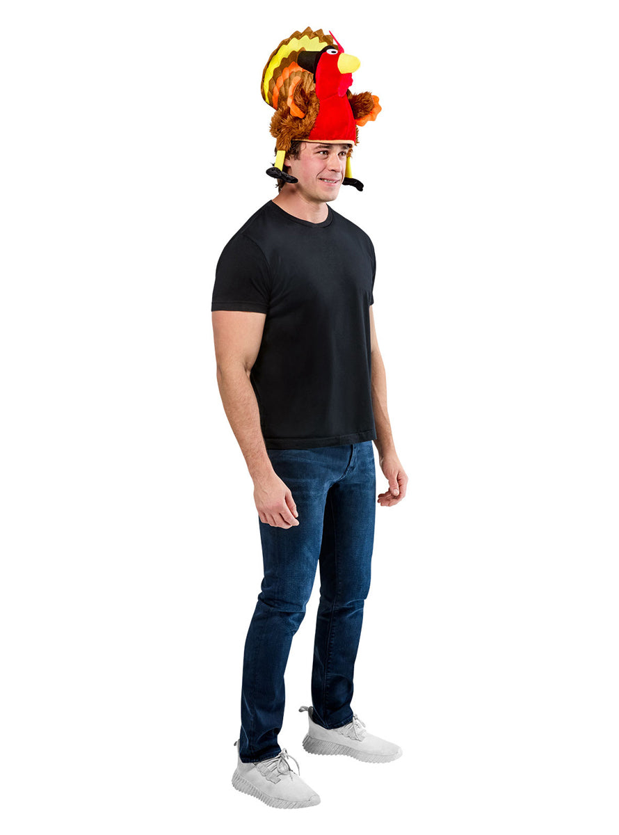 Festive Turkey Adults Novelty Costume Hat – Side Image 1