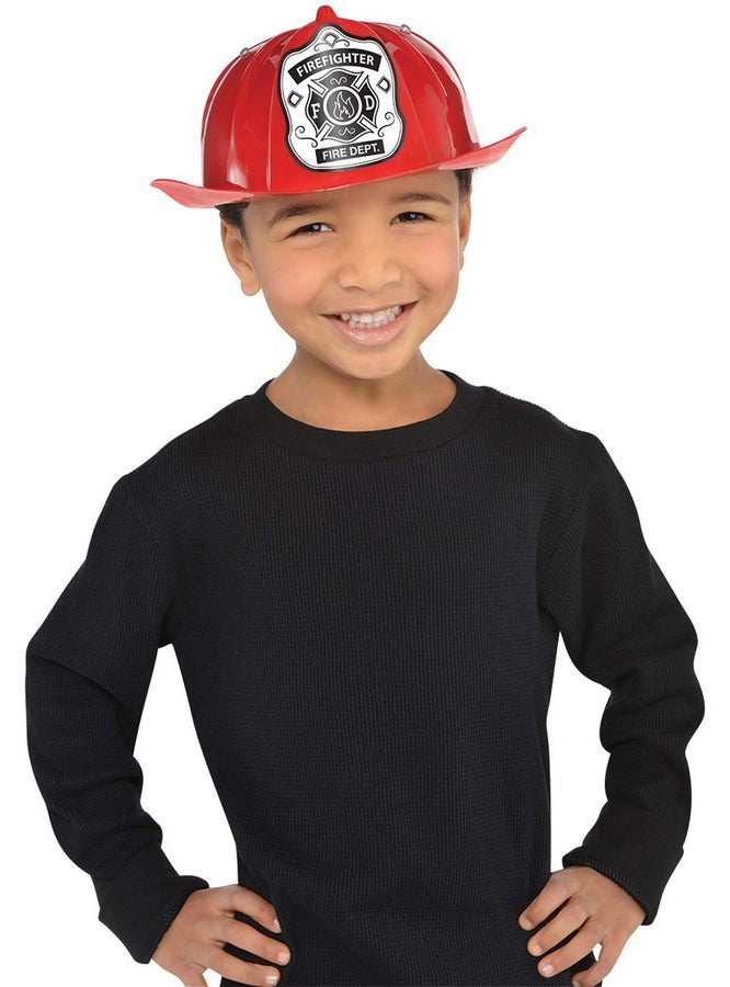 Fire Department Boys Red Fireman Helmet - Main Image