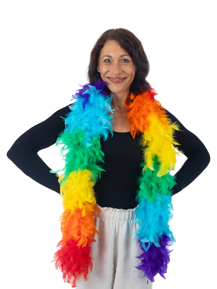 Fluffy 160cm Rainbow Feather Boa - Main Image