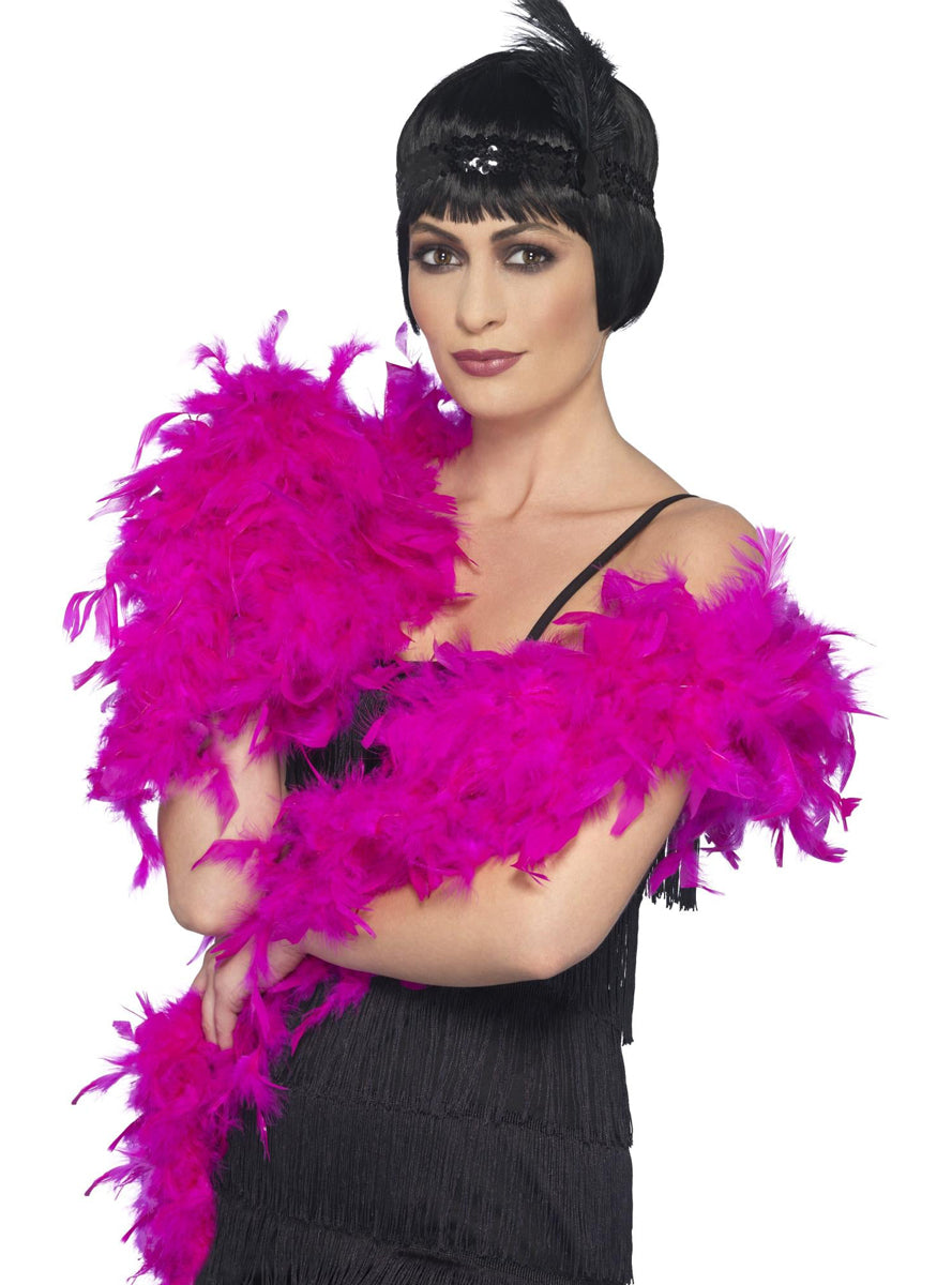 Deluxe Fluffy Fuchsia Pink Costume Feather Boa - Main Image