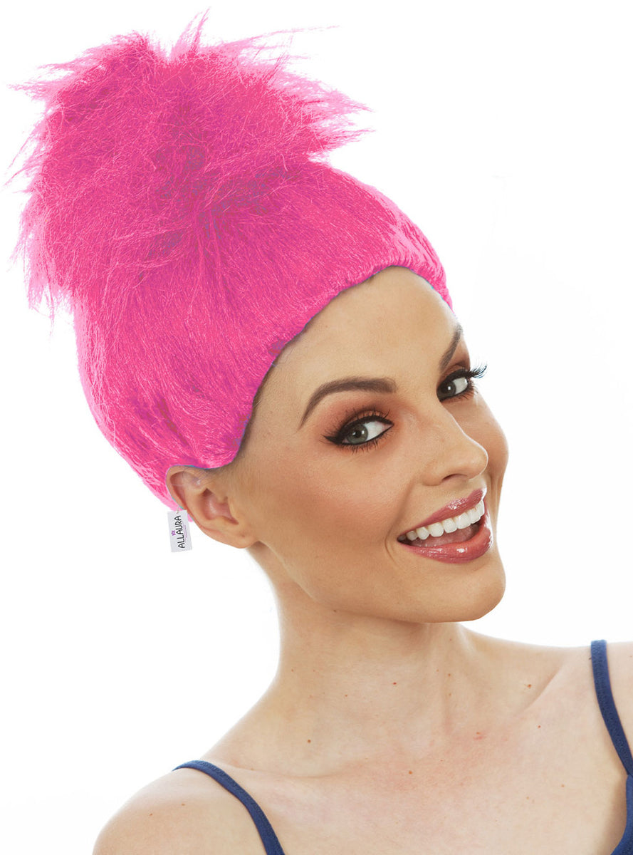 Fluffy Pink Troll Womens Poppy Costume Wig - Main Image