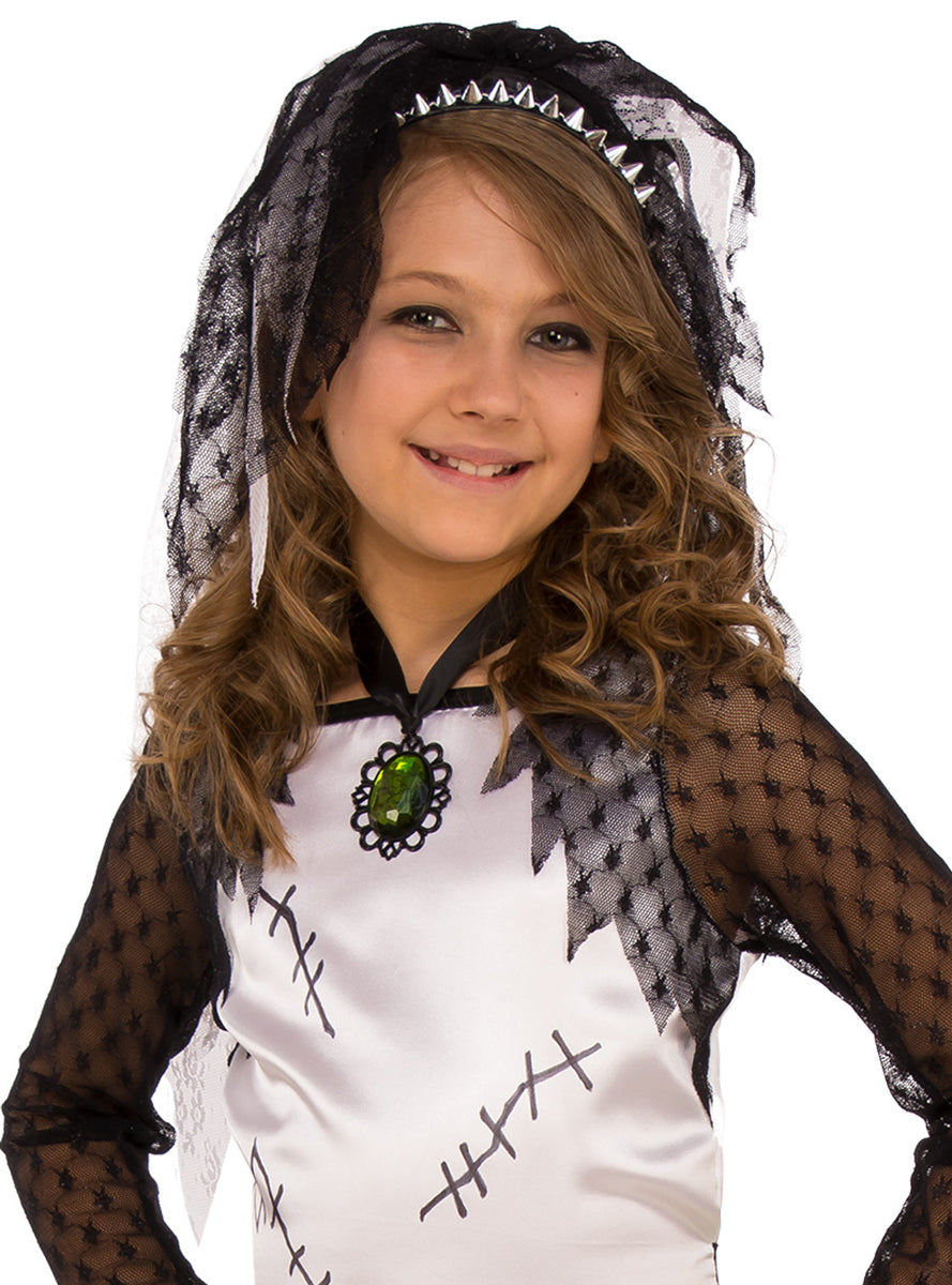 White Frankenstein Bride Girls Halloween Costume - Close Image 2