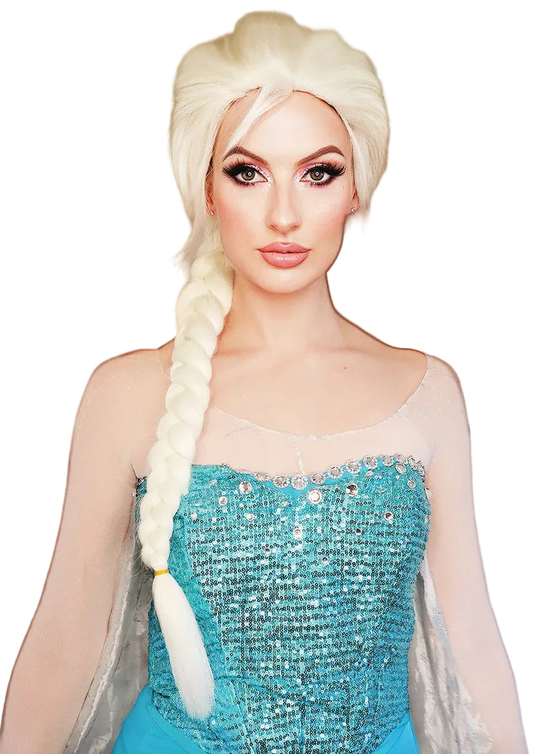 Frozen Queen Womens Long Blonde Plaited Costume Wig - Alternative Image 1