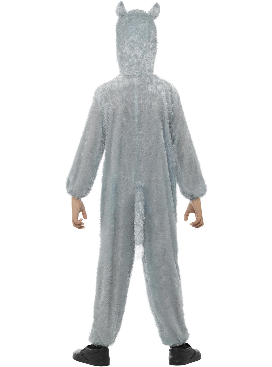 Boys Furry Grey Wolf Animal Costume Onesie K Smf 99818 A Back Image