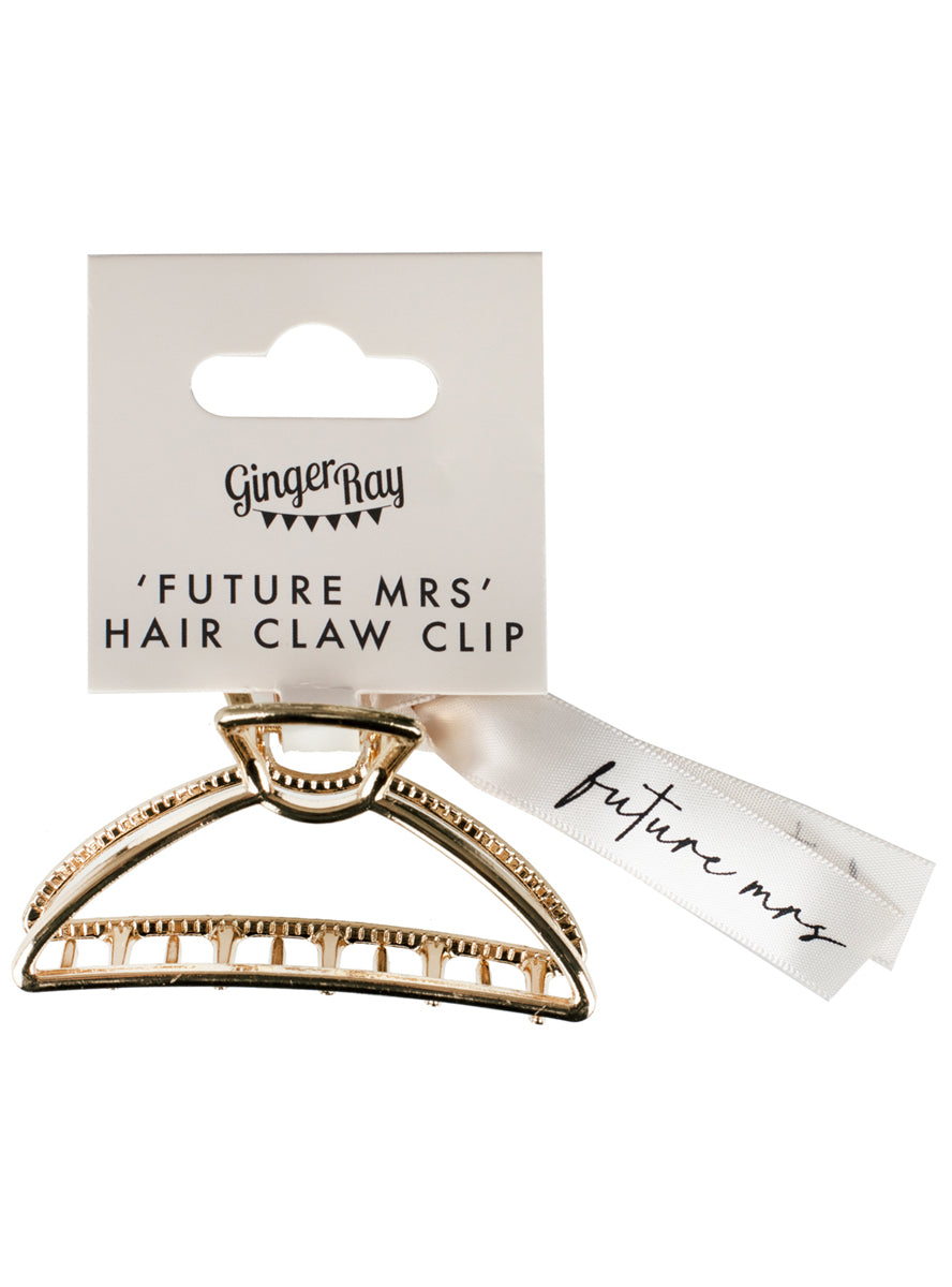 bridal shower claw clip in gold - packaging image