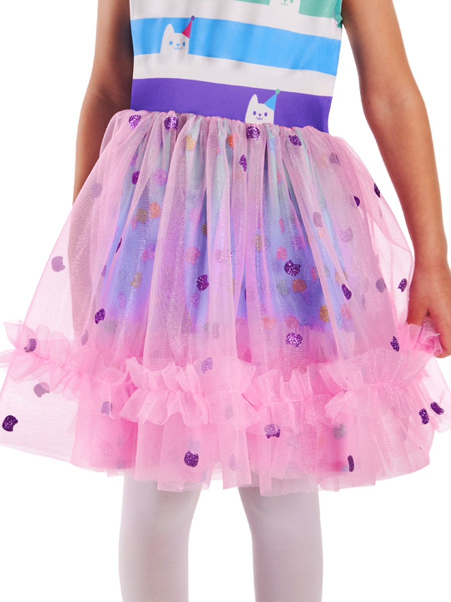 Toddler Girls Pastel Rainbow Gabbys Dollhouse party Costume - Close Image 2