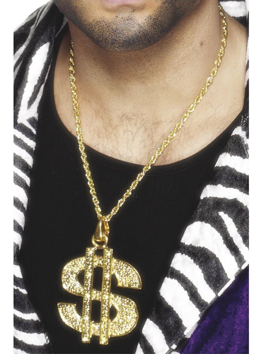 Gold Dollar Sign Gangster Necklace - Main Image