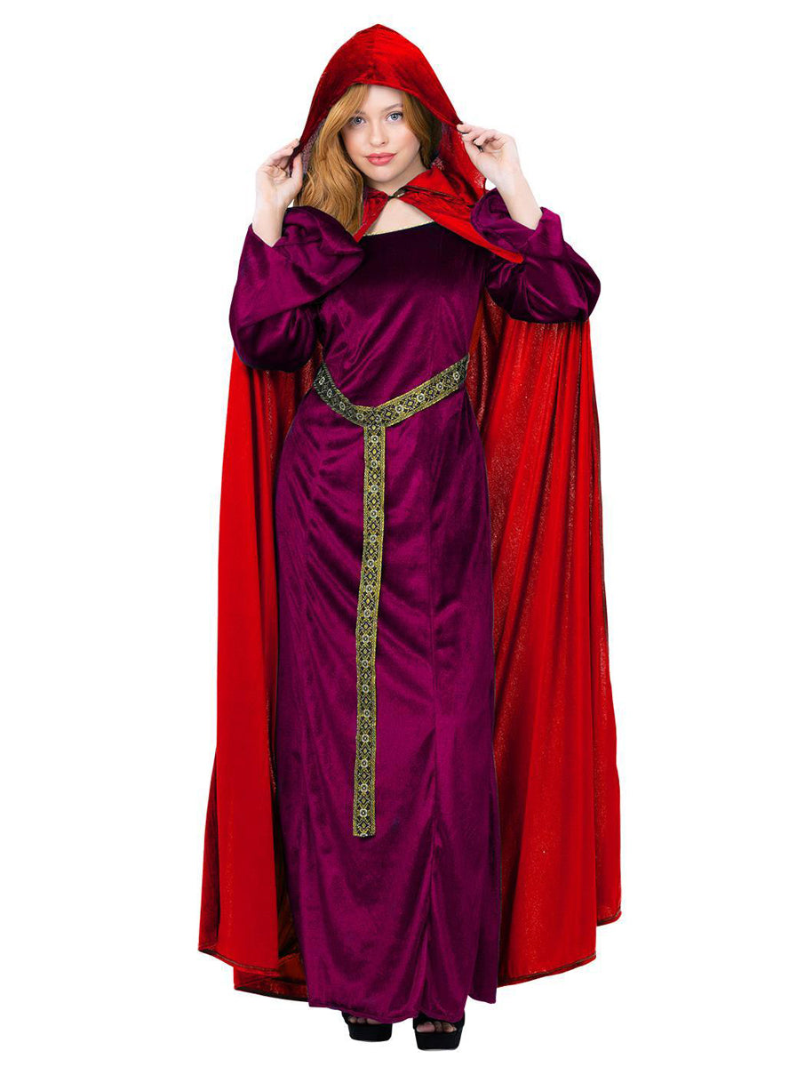 Womens red costume robe with hood - Main image