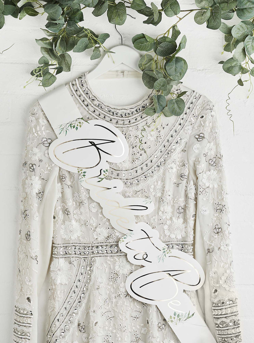 Geometric Greenery Hens Night Bride To Be Paper Sash - Lifestyle Image 1