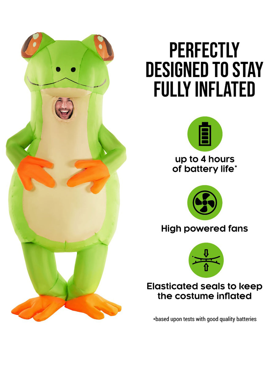 Inflatable Green Tree Frog Adults Costume - Details Image