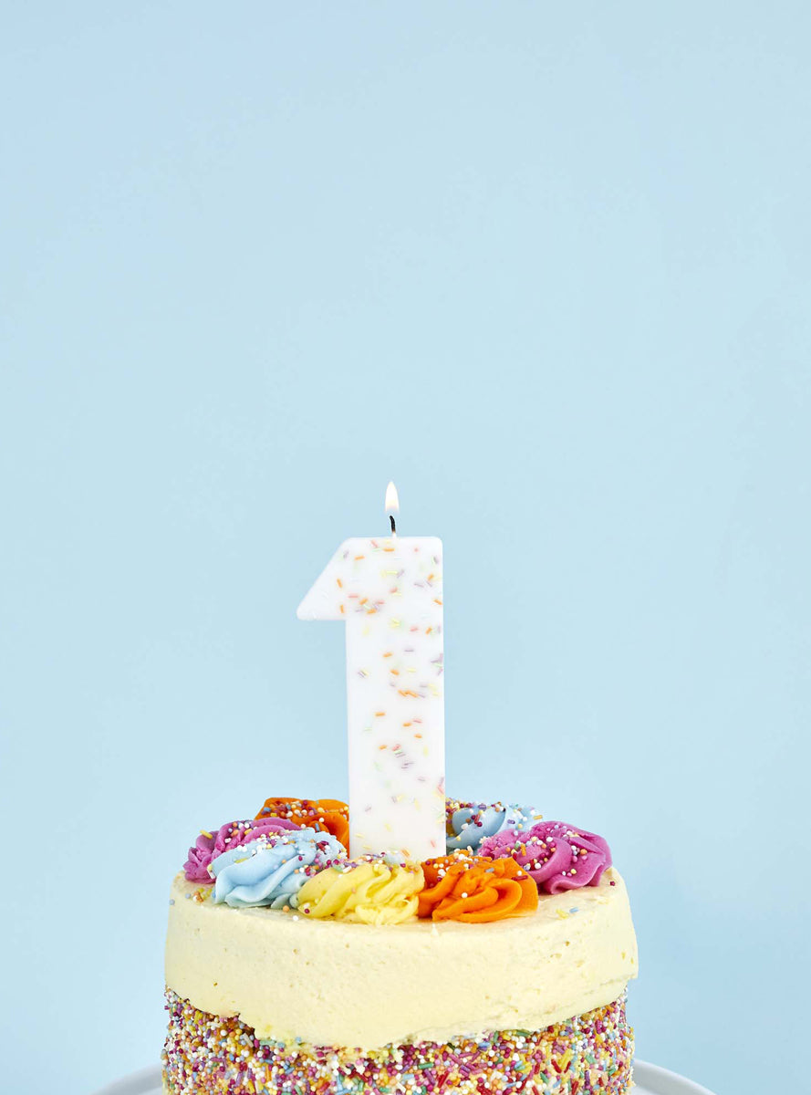 Giant Sprinkle 14cm Number 1 Candle - Lifestyle Image 1