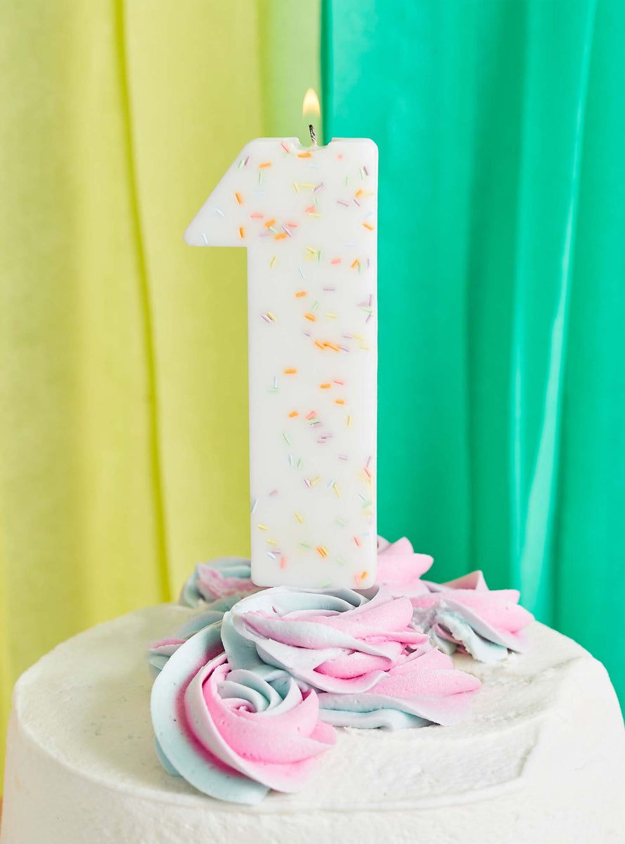 Giant Sprinkle 14cm Number 1 Candle - Lifestyle Image 2