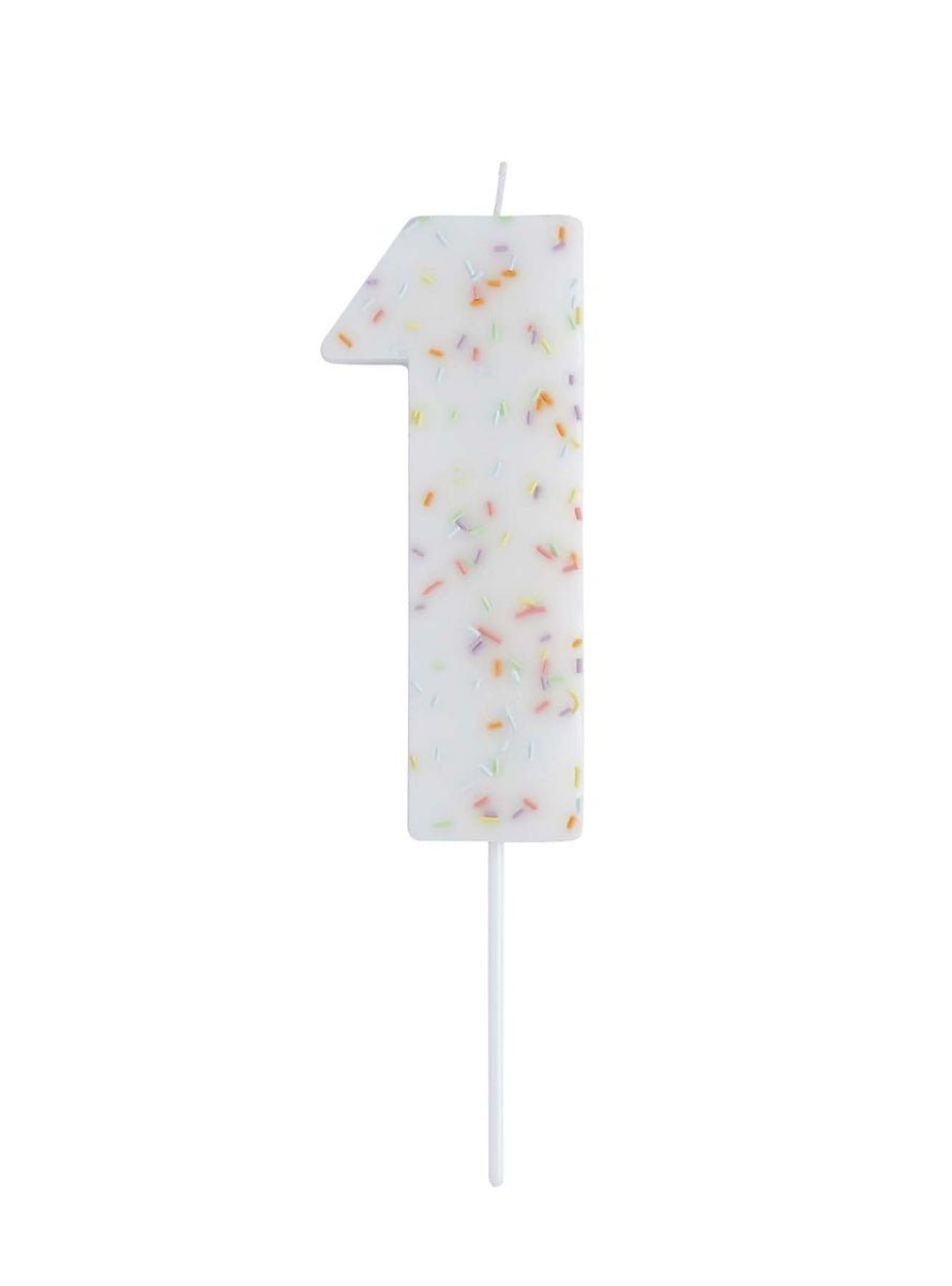 Giant Sprinkle 14cm Number 1 Candle - Main Image