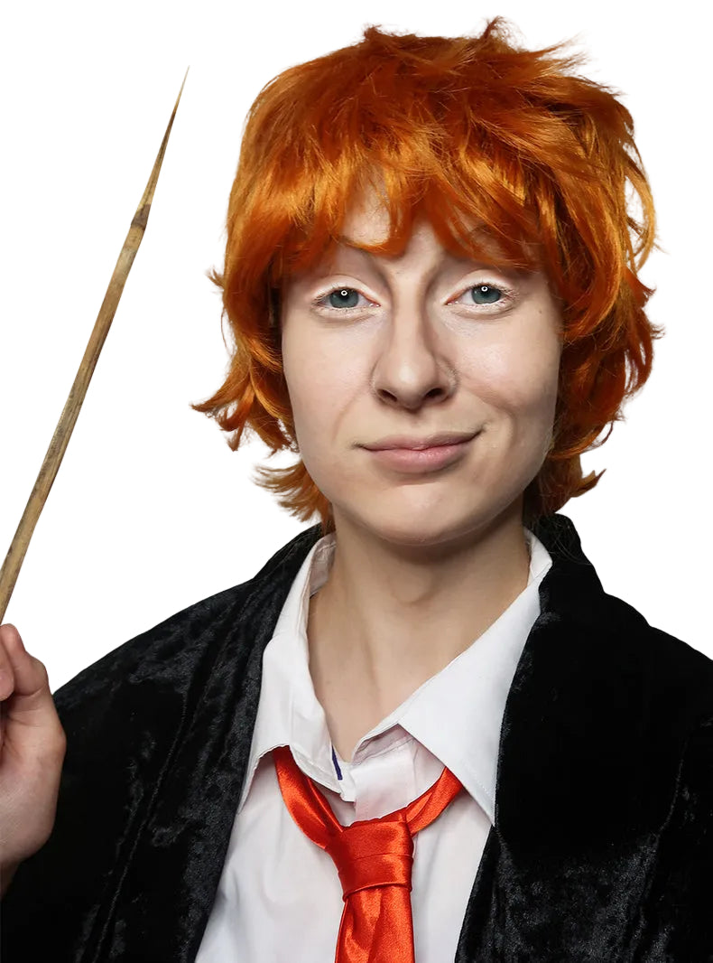 Ginger Wizard Mens Orange Short Scruffy Costume Wig - Alternative Image