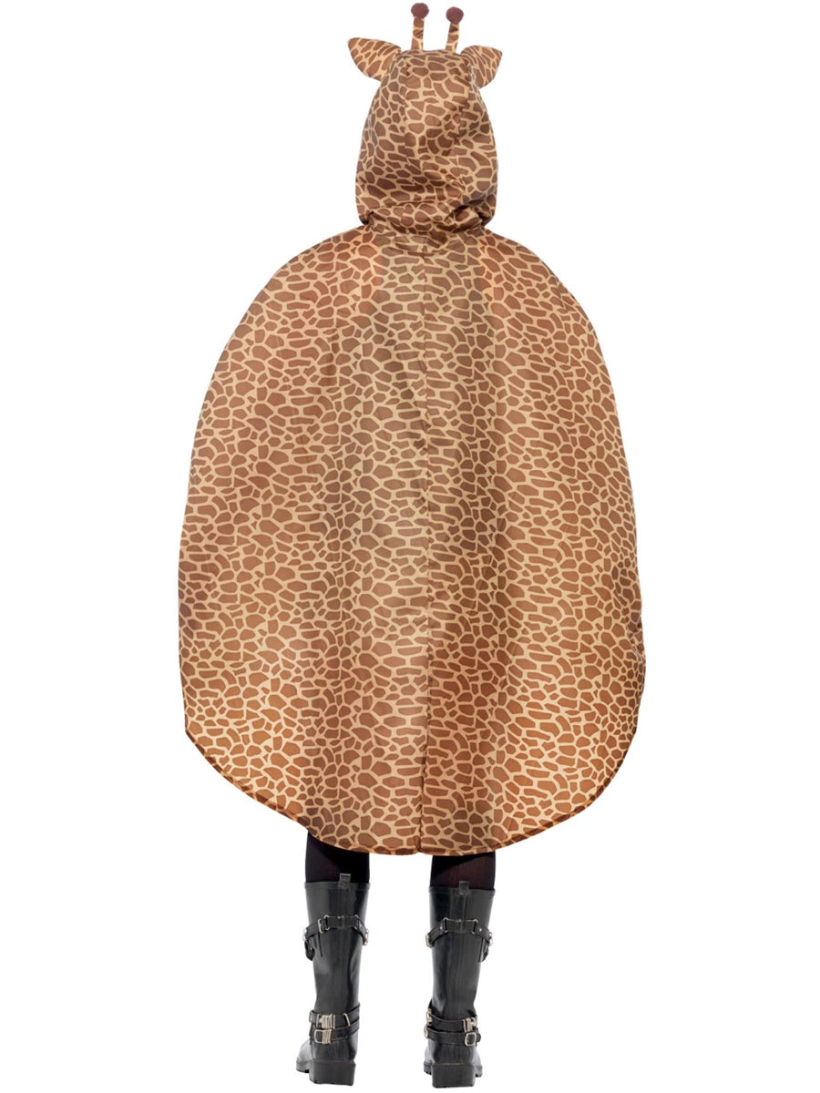 Brown Giraffe Mens Animal Costume Poncho - Back Image