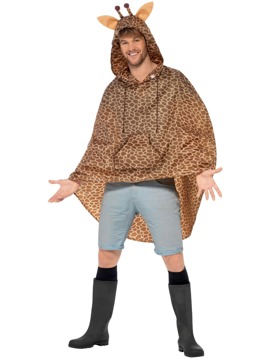 Mens Giraffe Animal Poncho Costume - Main Image