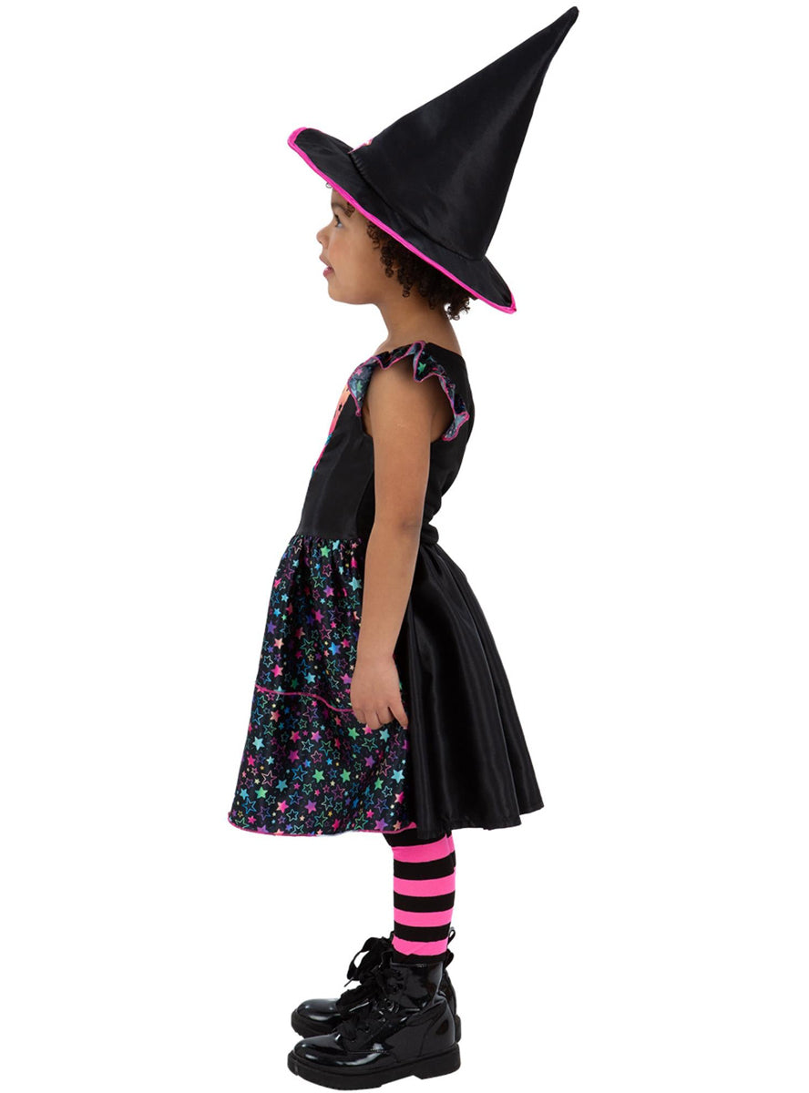 Girls Rainbow Neon Star Witch Halloween Costume K Smf 83089 Side Image
