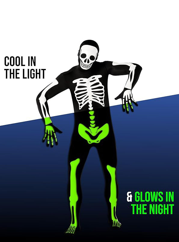 Plus Size Glowing Skeleton Mens Halloween Morphsuit - Glow Image