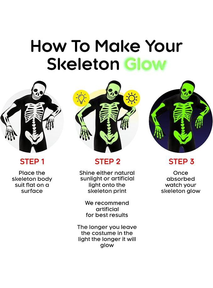 Plus Size Glowing Skeleton Mens Halloween Morphsuit - Instructions Image