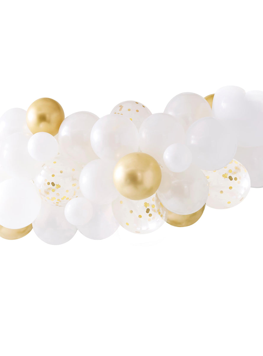 diy latex white and gold balloon arch for wedding - main image