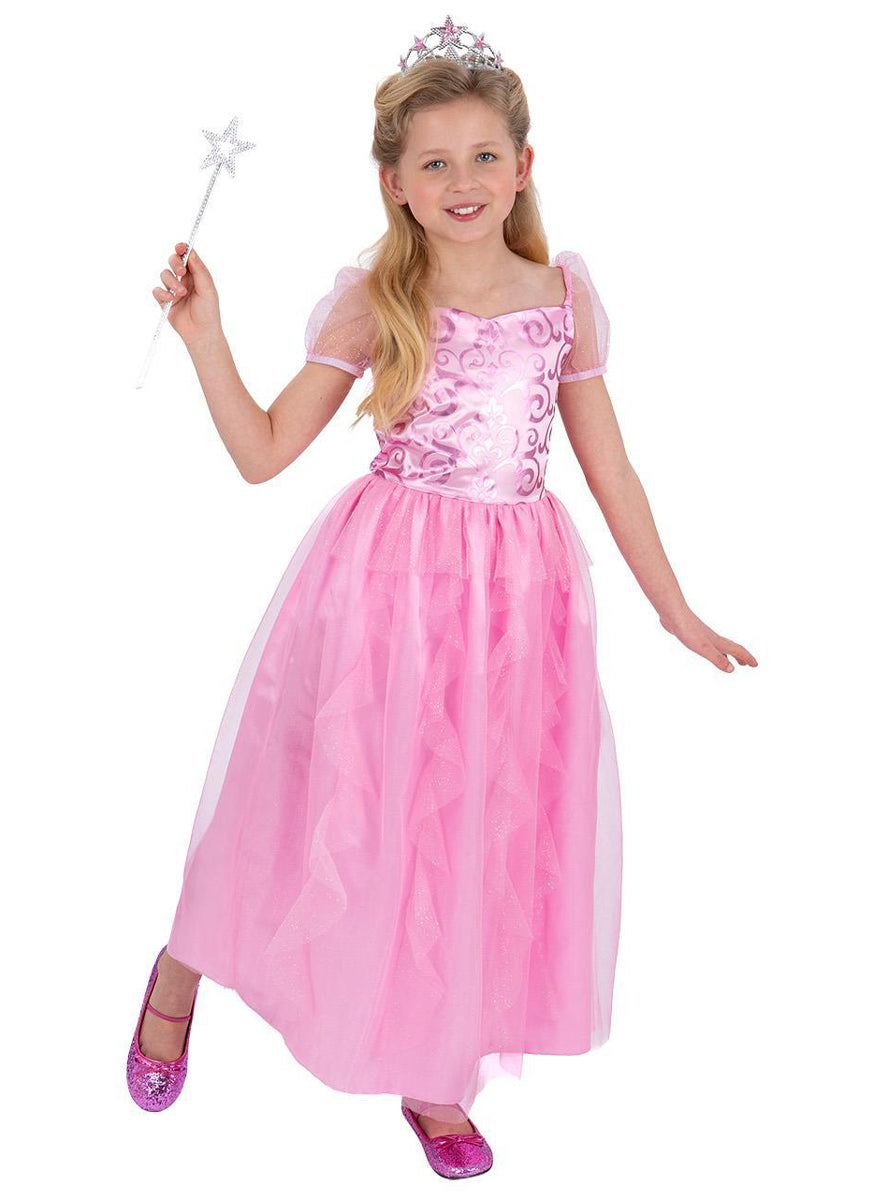 Girls glinda pink good witch fairy costume - Alternative image