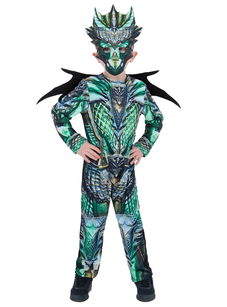 Boys green dragon costume - Main image