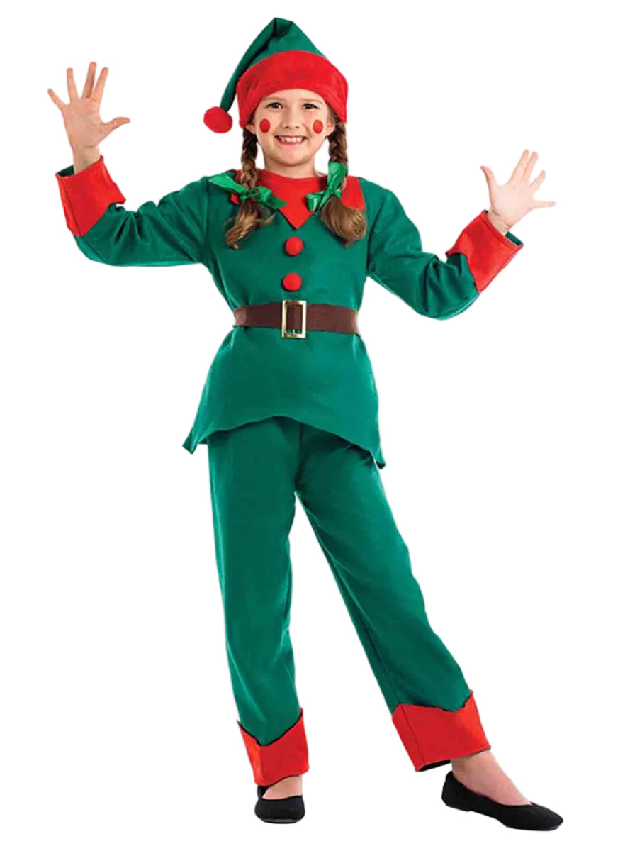 Girls Green Elf Christmas Costume