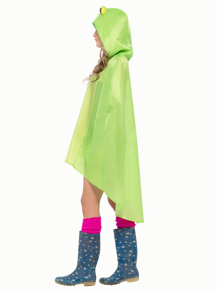 Green Womens Frog Animal Costume Poncho - Side Image