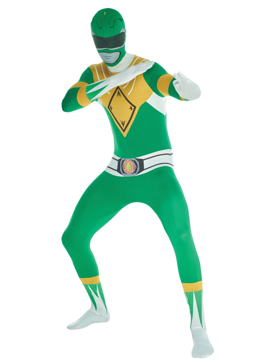 Plus Size Green Mens Power Ranger Morphsuit - Alternate Image