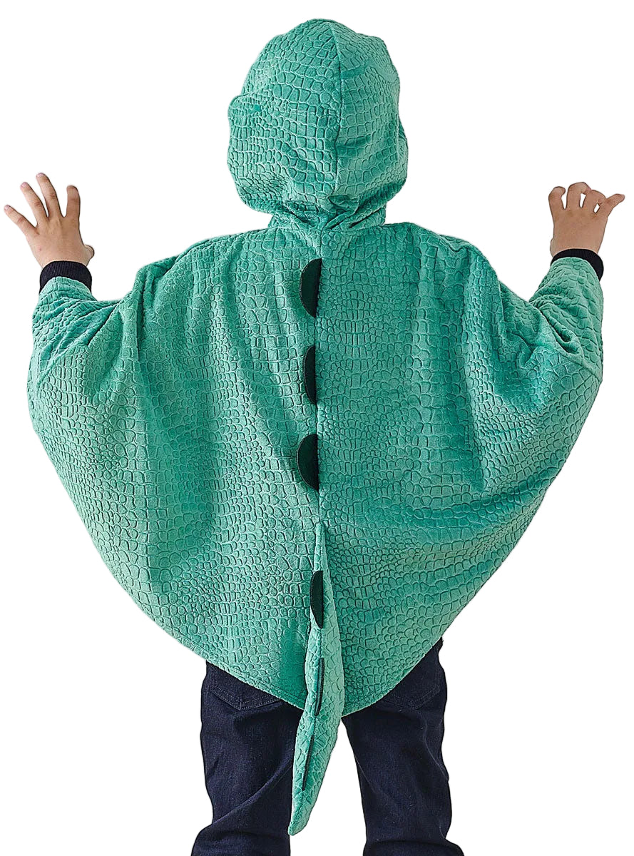 Kids Deluxe Green Dragon Costume Cape Back Image